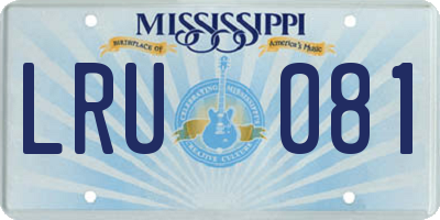 MS license plate LRU081