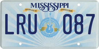 MS license plate LRU087
