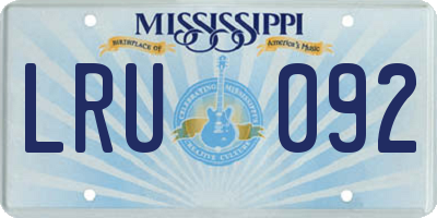 MS license plate LRU092