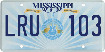 MS license plate LRU103