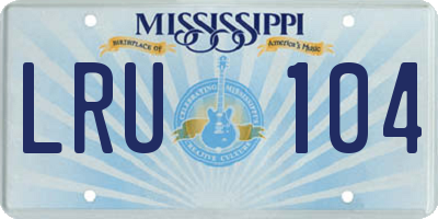 MS license plate LRU104