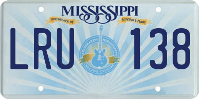 MS license plate LRU138