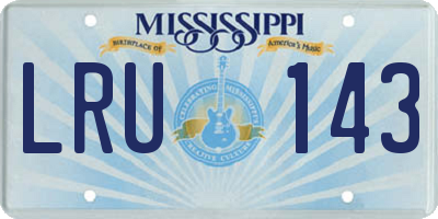 MS license plate LRU143