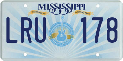 MS license plate LRU178