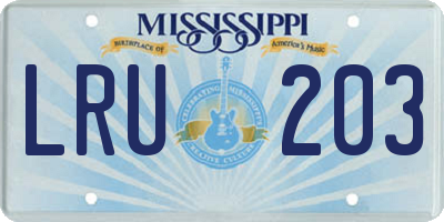 MS license plate LRU203