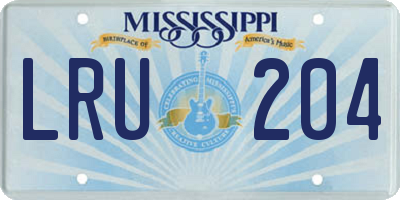 MS license plate LRU204