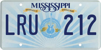 MS license plate LRU212