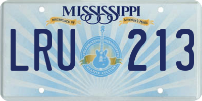 MS license plate LRU213