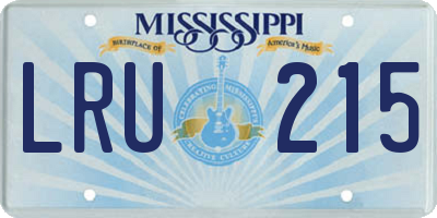 MS license plate LRU215