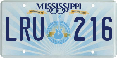 MS license plate LRU216