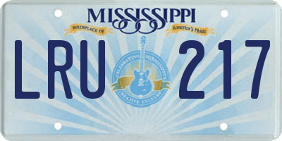 MS license plate LRU217