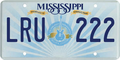 MS license plate LRU222