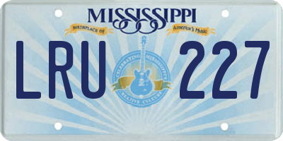 MS license plate LRU227