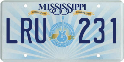 MS license plate LRU231