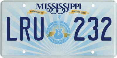MS license plate LRU232