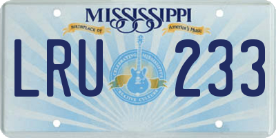 MS license plate LRU233