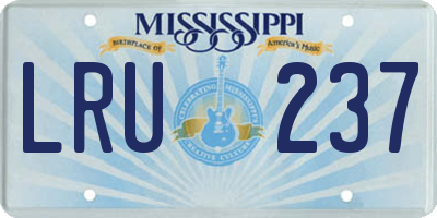 MS license plate LRU237