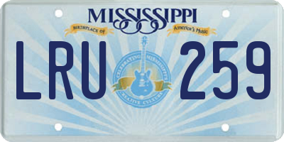 MS license plate LRU259