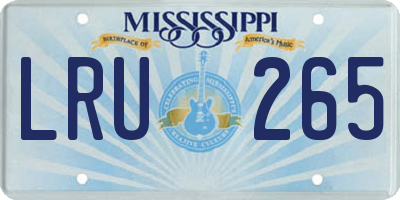 MS license plate LRU265