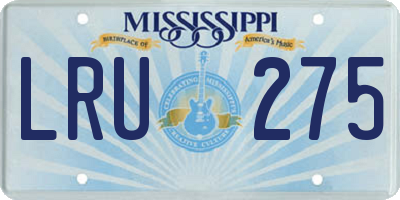 MS license plate LRU275