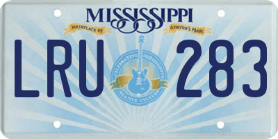 MS license plate LRU283