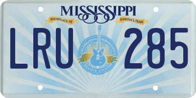 MS license plate LRU285
