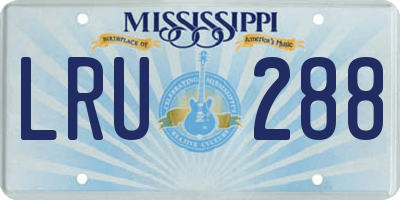 MS license plate LRU288