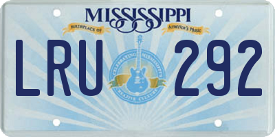 MS license plate LRU292