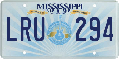 MS license plate LRU294