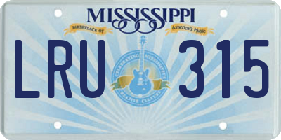 MS license plate LRU315