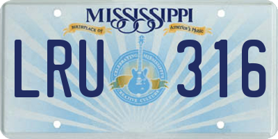 MS license plate LRU316