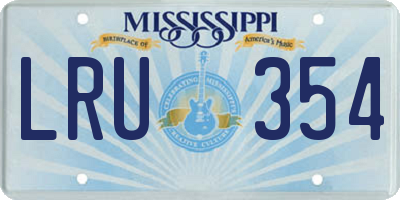 MS license plate LRU354