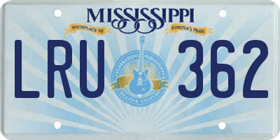 MS license plate LRU362
