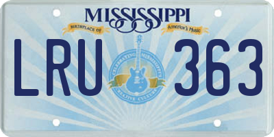MS license plate LRU363