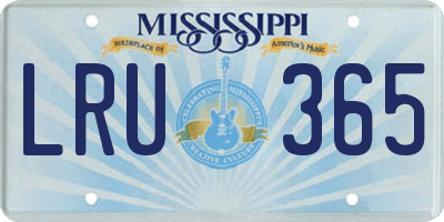 MS license plate LRU365
