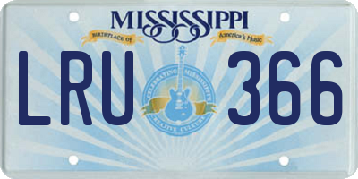 MS license plate LRU366