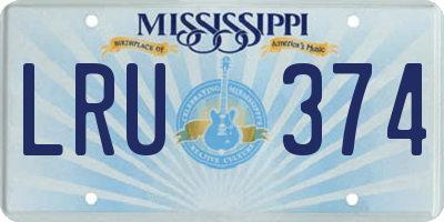MS license plate LRU374