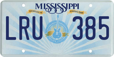 MS license plate LRU385