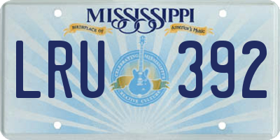 MS license plate LRU392