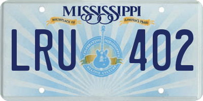 MS license plate LRU402