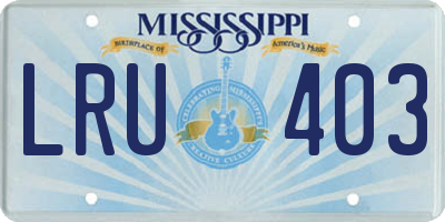 MS license plate LRU403