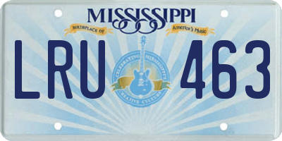 MS license plate LRU463