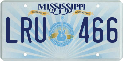MS license plate LRU466