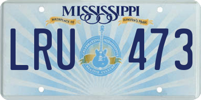 MS license plate LRU473