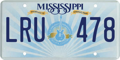 MS license plate LRU478