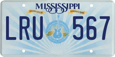 MS license plate LRU567