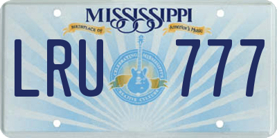 MS license plate LRU777