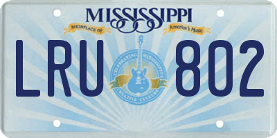 MS license plate LRU802