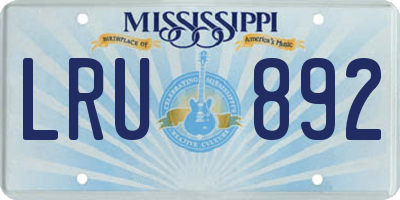 MS license plate LRU892