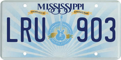 MS license plate LRU903